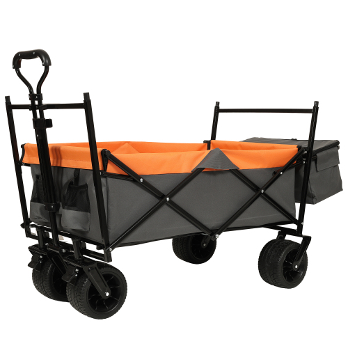 480Lbs Collapsible Wagon with Canopy - Lightweight Foldable Stroller for All-Terrain Use, Ideal for Camping, Shopping, Sports, and Garden Activities, Purple with Mosquito Net - Image 16