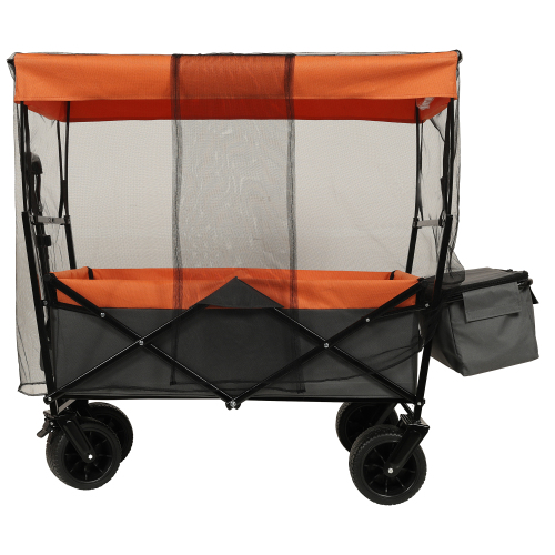 480Lbs Collapsible Wagon with Canopy - Lightweight Foldable Stroller for All-Terrain Use, Ideal for Camping, Shopping, Sports, and Garden Activities, Purple with Mosquito Net - Image 26