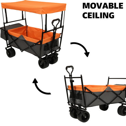 480Lbs Collapsible Wagon with Canopy - Lightweight Foldable Stroller for All-Terrain Use, Ideal for Camping, Shopping, Sports, and Garden Activities, Purple with Mosquito Net - Image 28