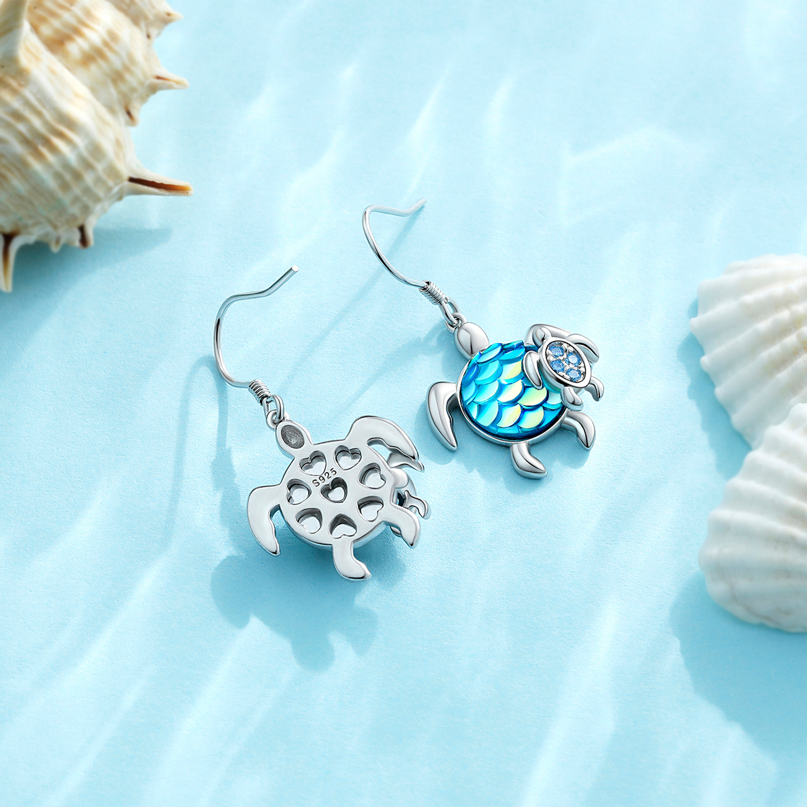 Sterling Silver Turtle Earrings - Mom and Baby Dangle Tortoise Design for Mother and Daughter - Image 2