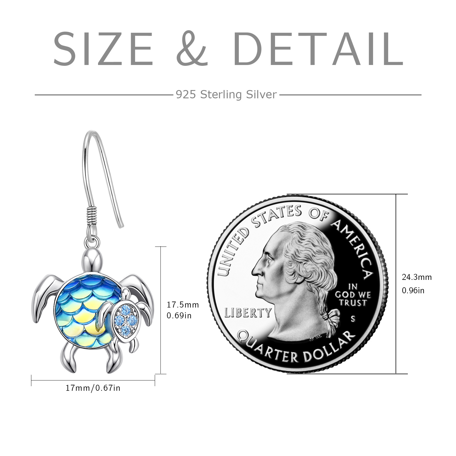 Sterling Silver Turtle Earrings - Mom and Baby Dangle Tortoise Design for Mother and Daughter - Image 4