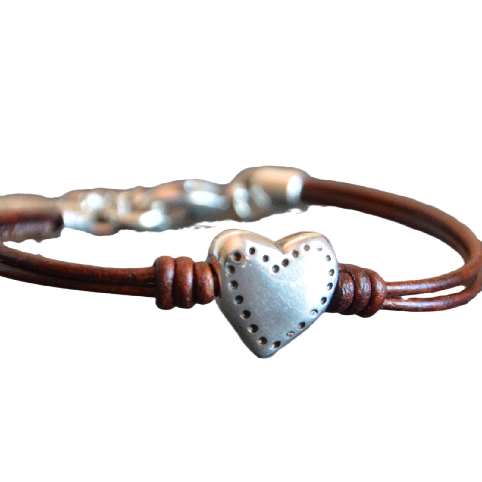 Bohemian Heart-shaped Multi-part Bracelet - Retro Minimalist Leather Rope Design - Image 5
