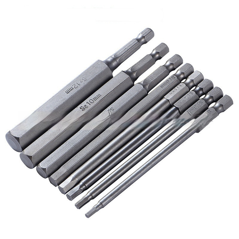 Premium Silver S2 Hexagonal Bit Set - 8-Piece Durable Tool Kit