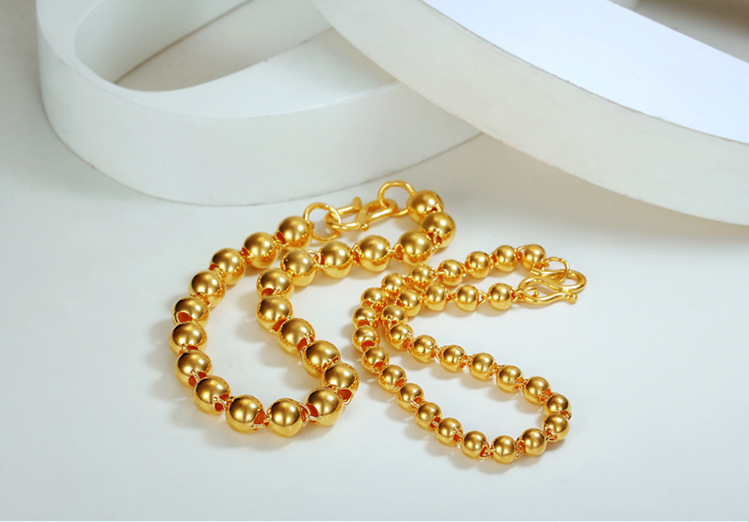 Men's 24k Gold Imitation Round Bead Bracelet - Elegant and Stylish Accessory - Image 3