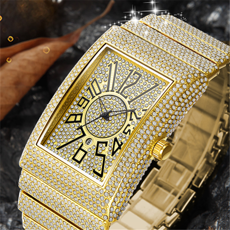 Diamond-Embedded Men's Super Starry Square Watch - A Stellar Timepiece - Image 2