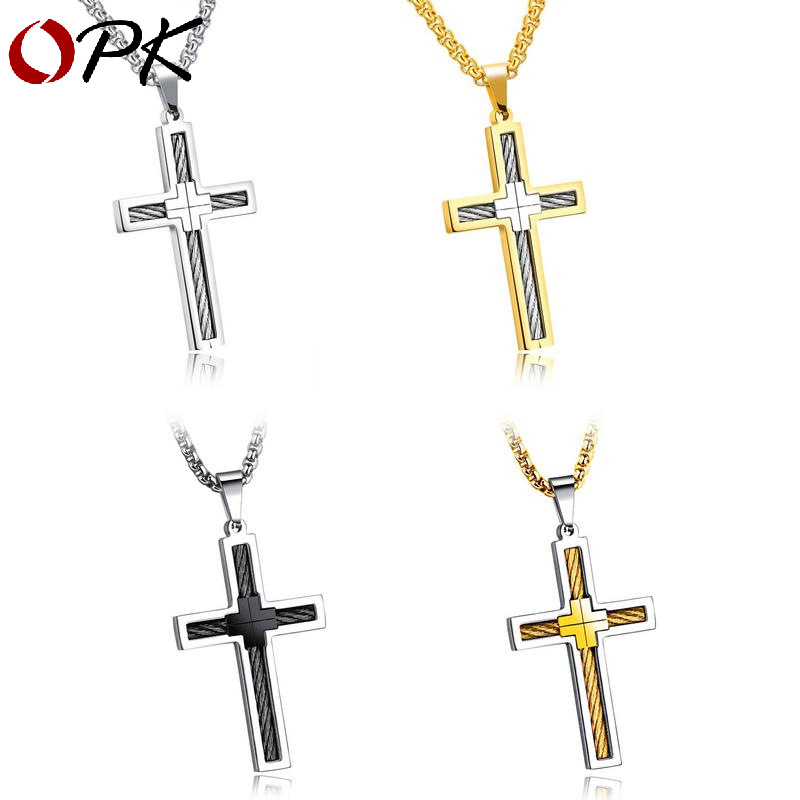Trendy Cross Men's Necklace with Stylish Pendant for Modern Fashion - Image 2