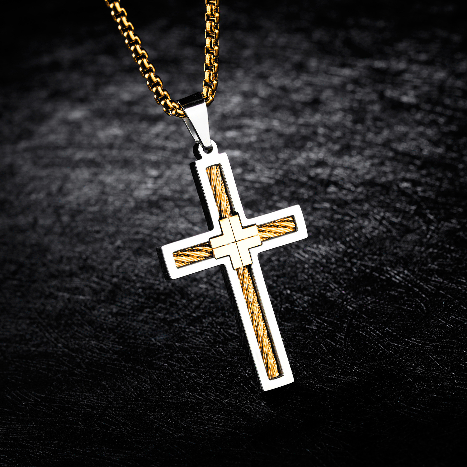 Trendy Cross Men's Necklace with Stylish Pendant for Modern Fashion - Image 6