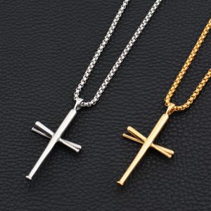 Hip Hop Necklace Featuring a Baseball Bat Cross Design - Stylish & Unique