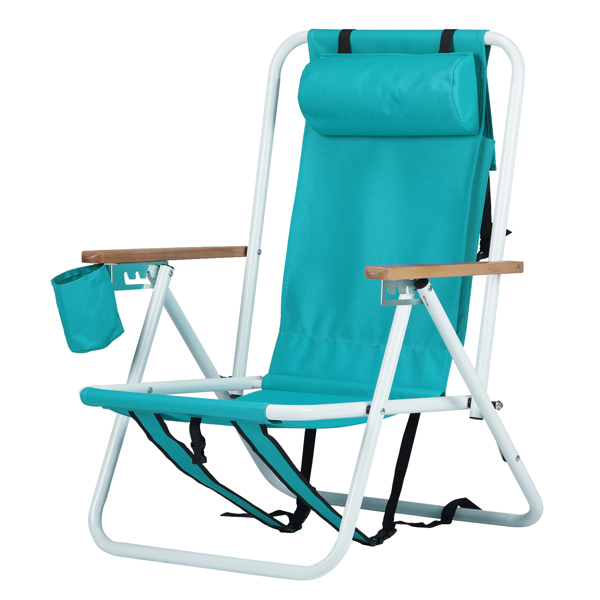 1pc Mint Green Beach Chair - 23x21.7x31.5in Portable Outdoor Seating - Image 2