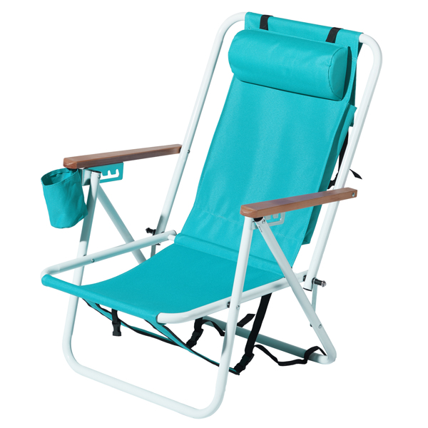1pc Mint Green Beach Chair - 23x21.7x31.5in Portable Outdoor Seating - Image 3