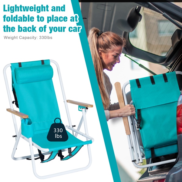 1pc Mint Green Beach Chair - 23x21.7x31.5in Portable Outdoor Seating - Image 8