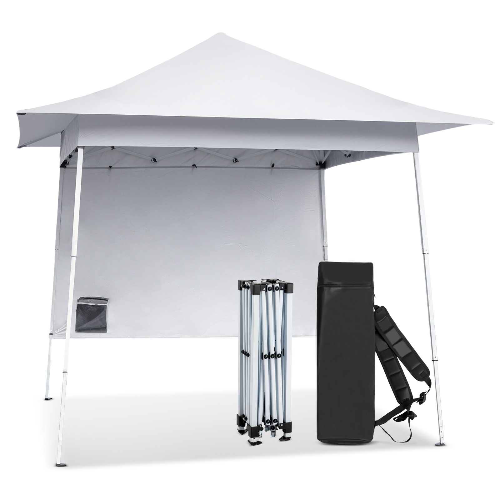 8X8ft White Diagonal Strap Folding Shed with Cloth Canopy - 210D Oxford Fabric, White Spray Coated Iron Pipe, Backpack Style Storage Bag, Portable Solution - Image 3
