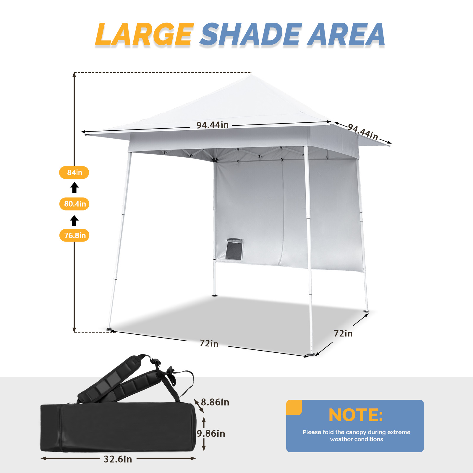 8X8ft White Diagonal Strap Folding Shed with Cloth Canopy - 210D Oxford Fabric, White Spray Coated Iron Pipe, Backpack Style Storage Bag, Portable Solution - Image 4