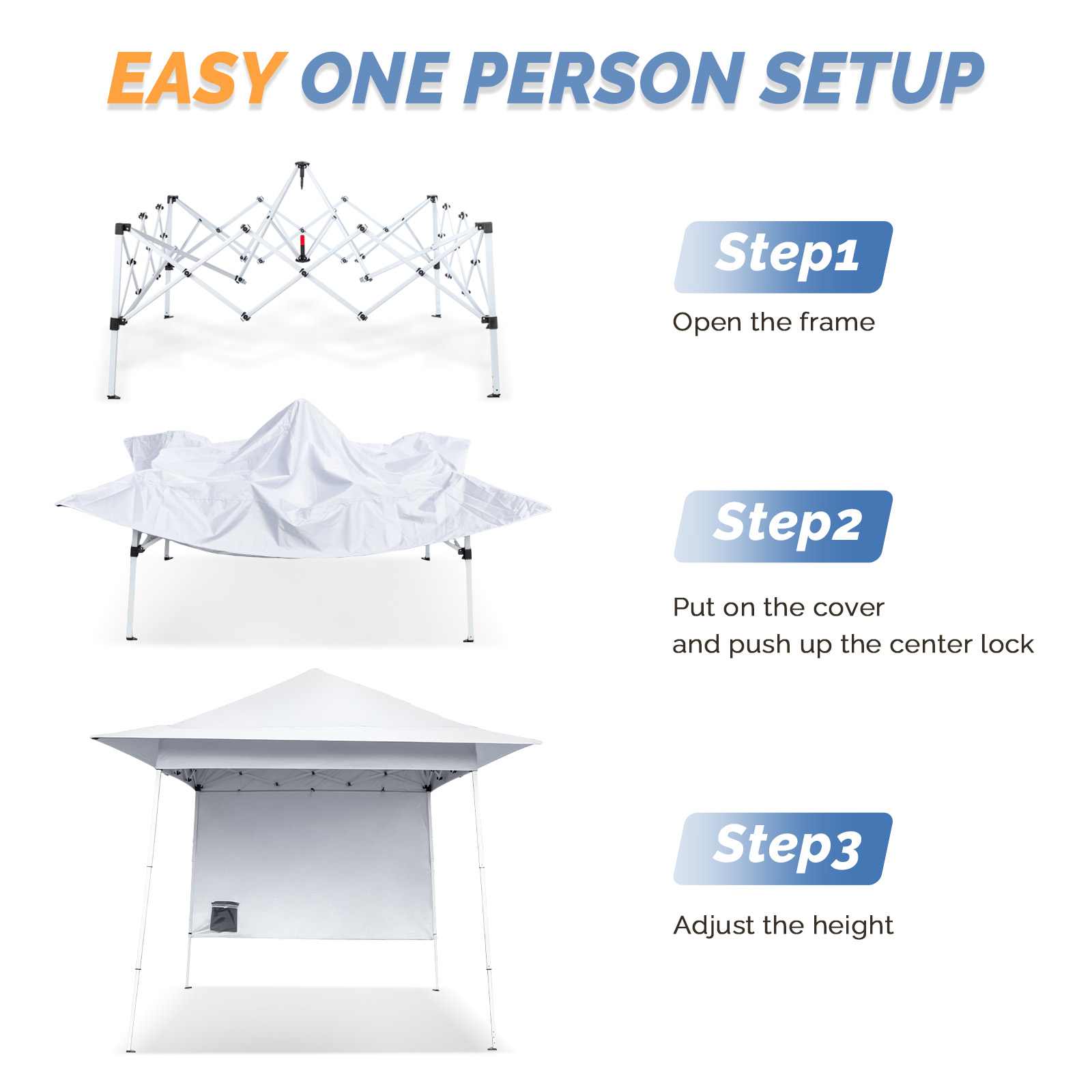 8X8ft White Diagonal Strap Folding Shed with Cloth Canopy - 210D Oxford Fabric, White Spray Coated Iron Pipe, Backpack Style Storage Bag, Portable Solution - Image 5