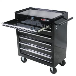 7-Drawer Black Multi-Tool Cart on Wheels - Versatile & Mobile Tool Storage
