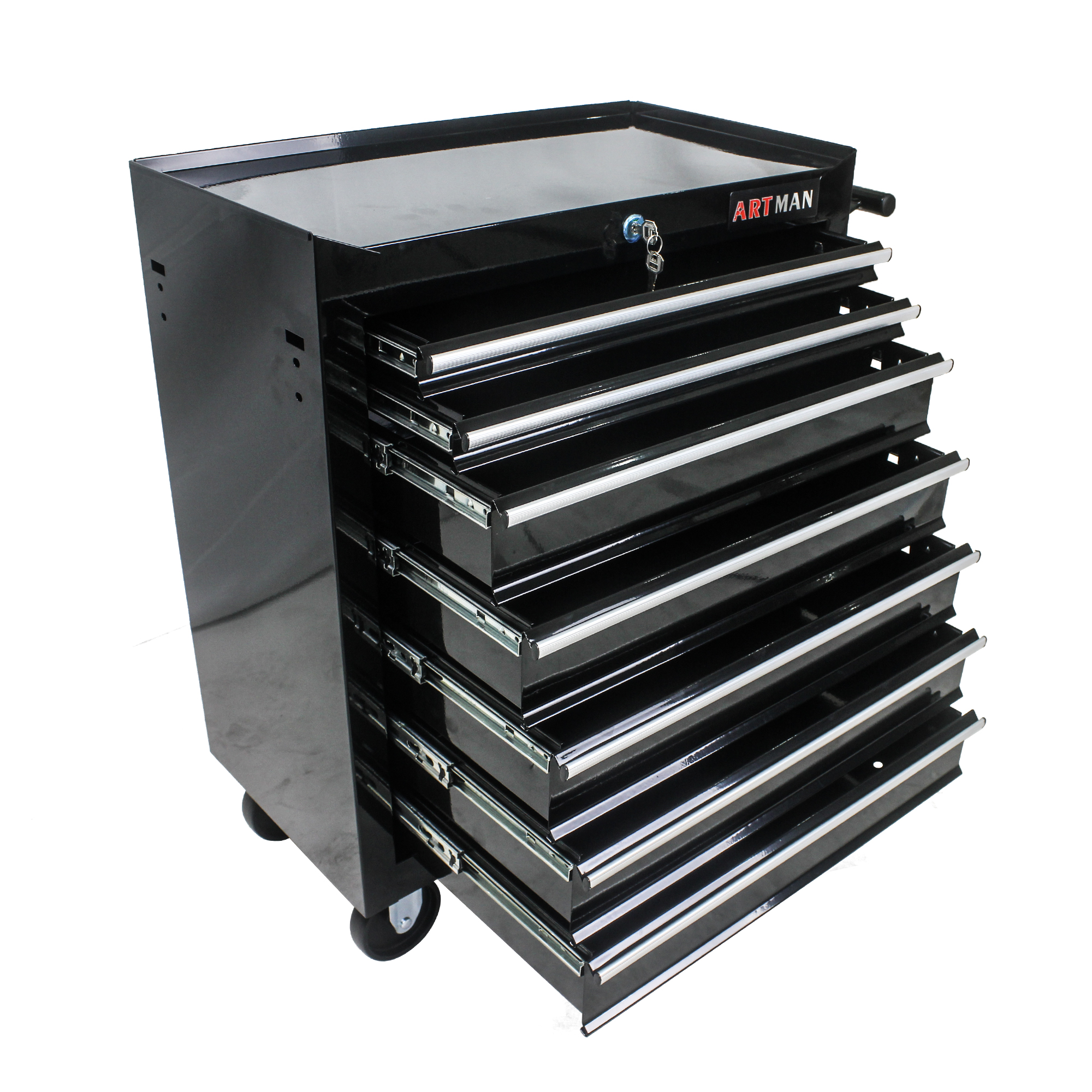 7-Drawer Black Multi-Tool Cart on Wheels - Versatile & Mobile Tool Storage - Image 2