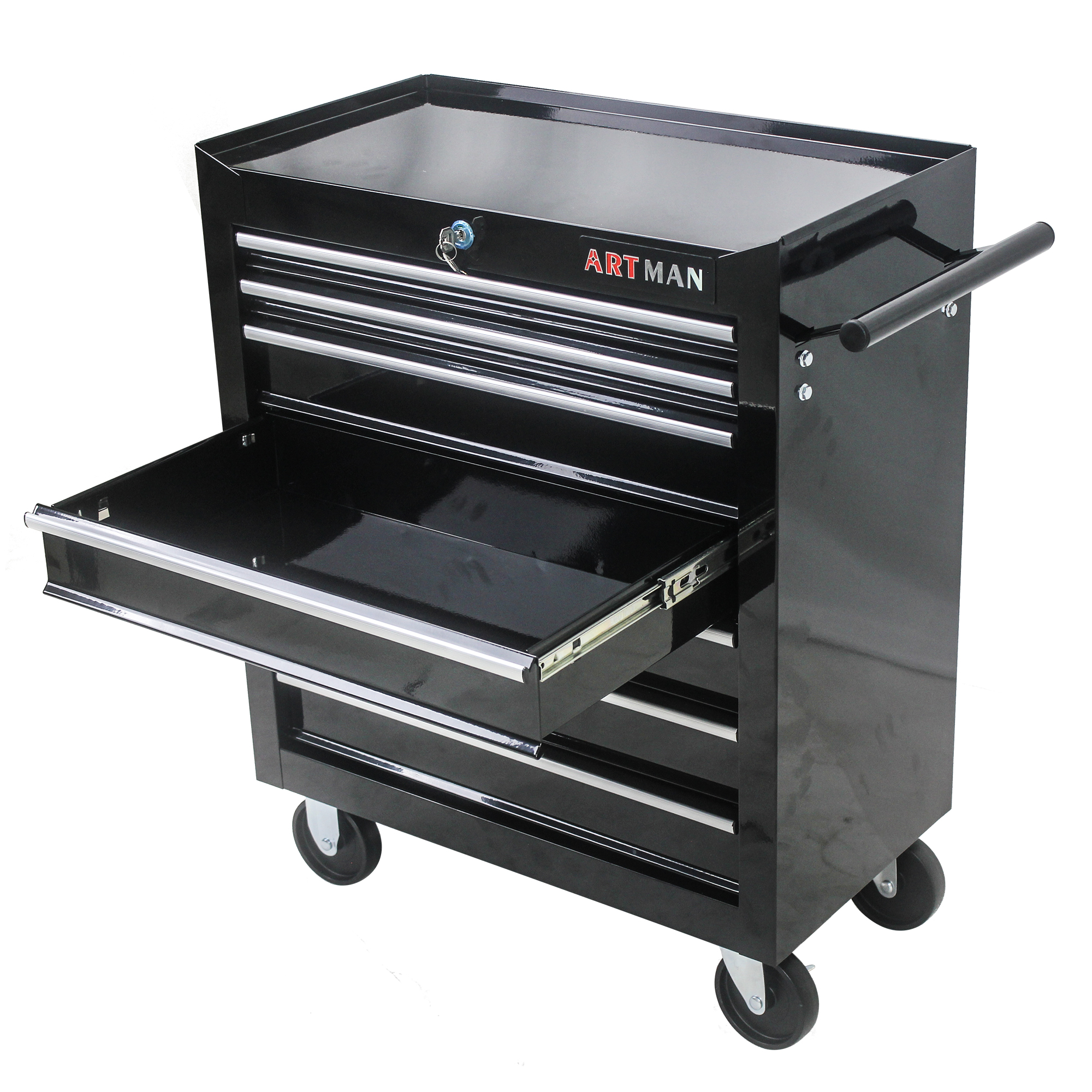 7-Drawer Black Multi-Tool Cart on Wheels - Versatile & Mobile Tool Storage - Image 3