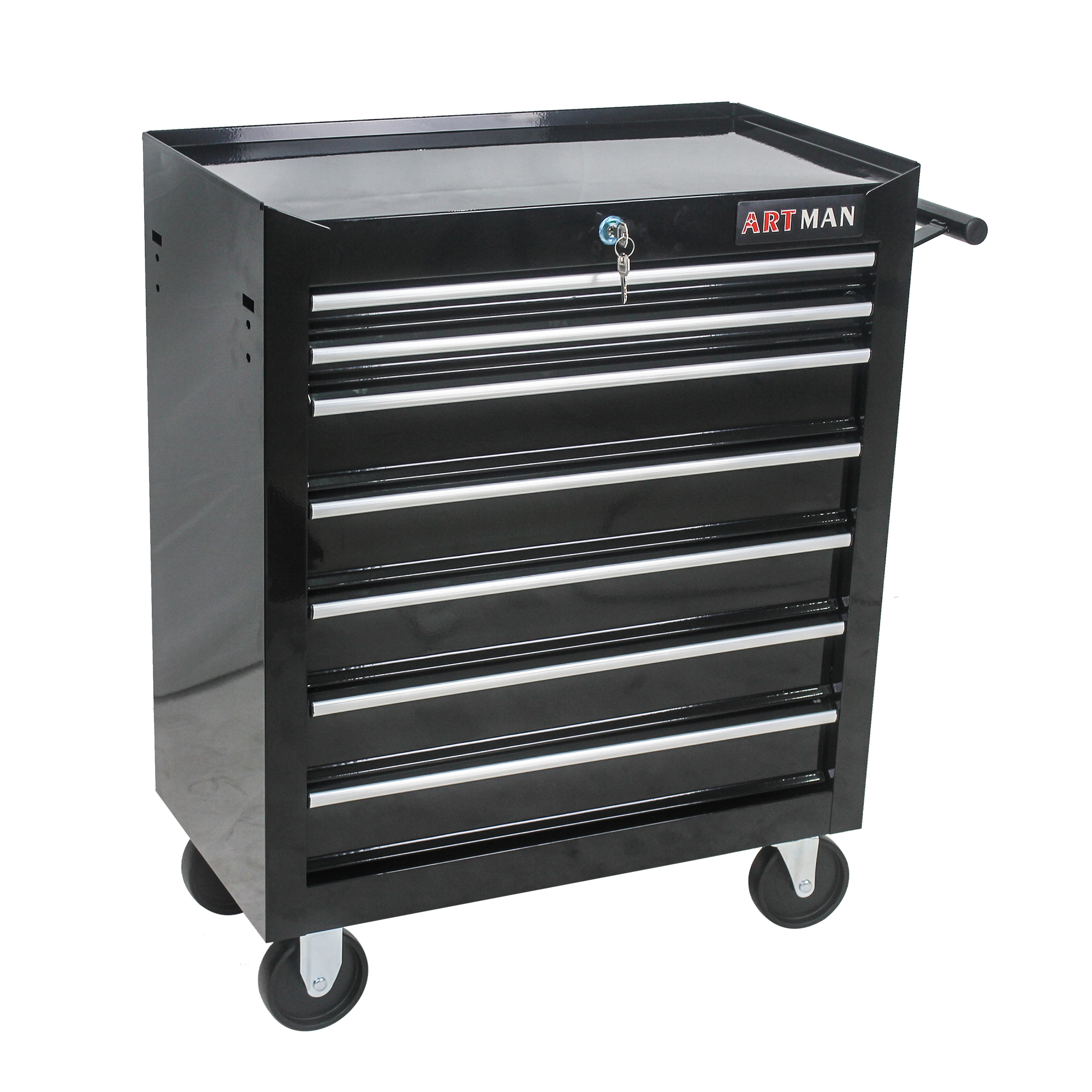 7-Drawer Black Multi-Tool Cart on Wheels - Versatile & Mobile Tool Storage - Image 4