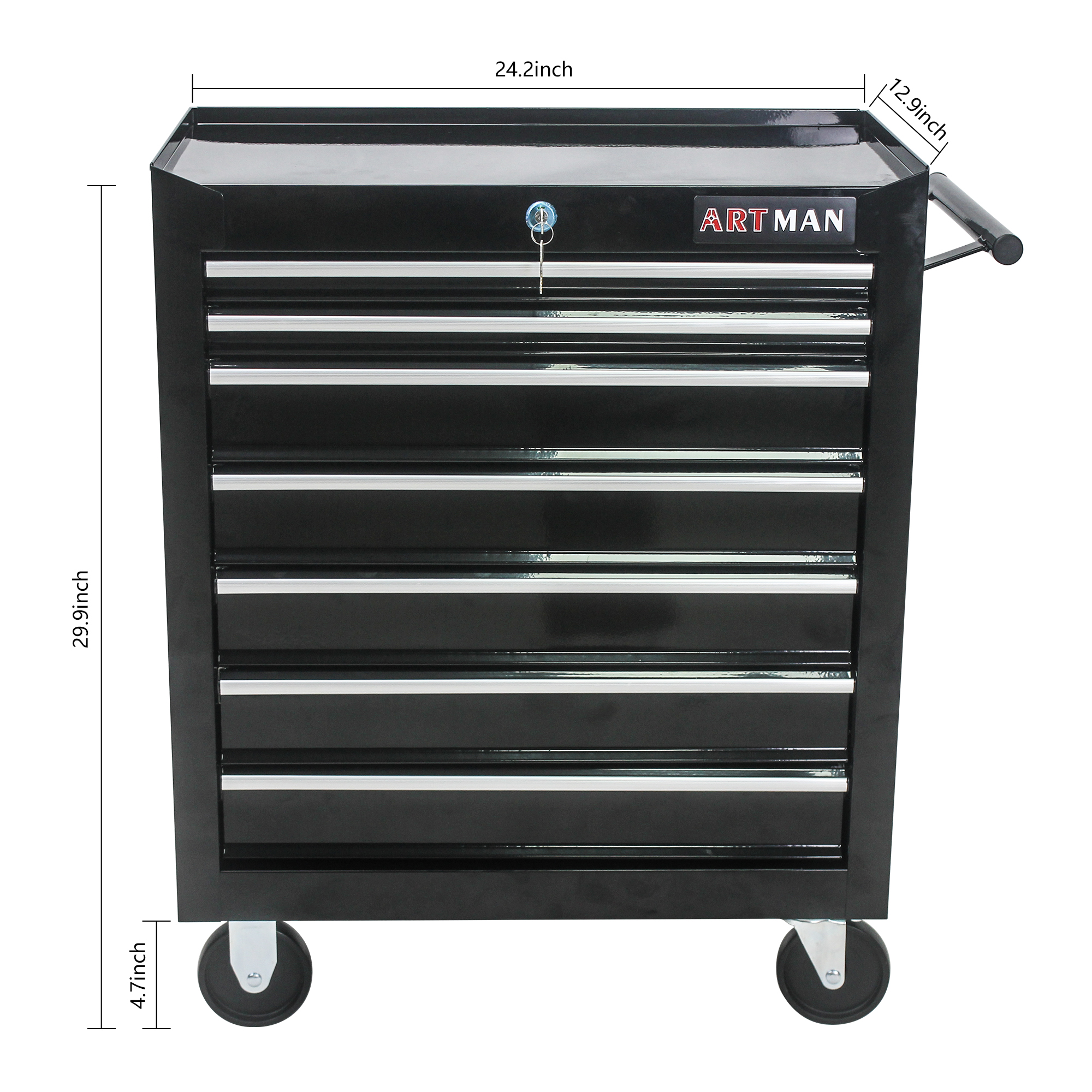 7-Drawer Black Multi-Tool Cart on Wheels - Versatile & Mobile Tool Storage - Image 7
