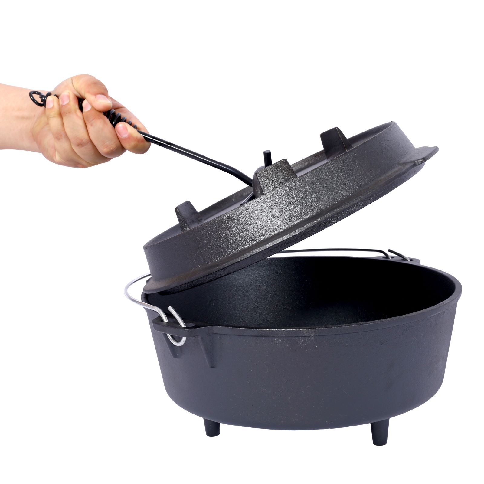 Outdoor Camping Deep Pot for Fireplace Cooking, Barbecue Baking & Campfire with Sturdy Leg Base - Image 4