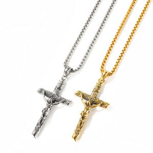 Classic Men's Titanium Steel Jesus Cross Pendant Necklace - Factory Direct Religious Jewelry
