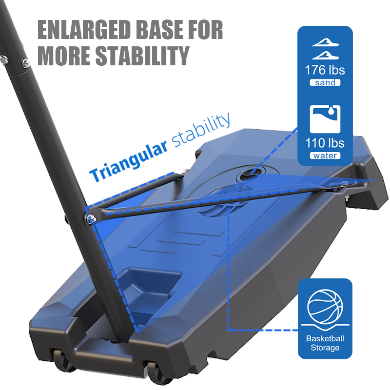 TotheCORE Adjustable Portable Basketball Stand 5.25-8.53 Ft Hoop & Goal with PC Backplate, Large Base, and Wheels - Image 4