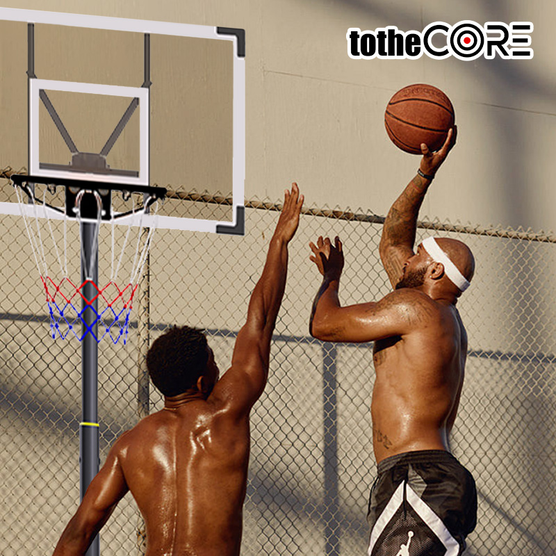 TotheCORE Adjustable Portable Basketball Stand 5.25-8.53 Ft Hoop & Goal with PC Backplate, Large Base, and Wheels - Image 5