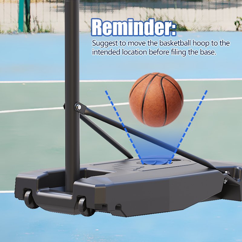 TotheCORE Adjustable Portable Basketball Stand 5.25-8.53 Ft Hoop & Goal with PC Backplate, Large Base, and Wheels - Image 7