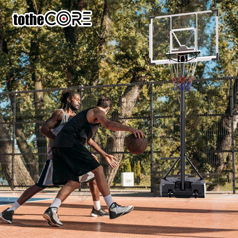 TotheCORE Adjustable Portable Basketball Stand 5.25-8.53 Ft Hoop & Goal with PC Backplate, Large Base, and Wheels - Image 8