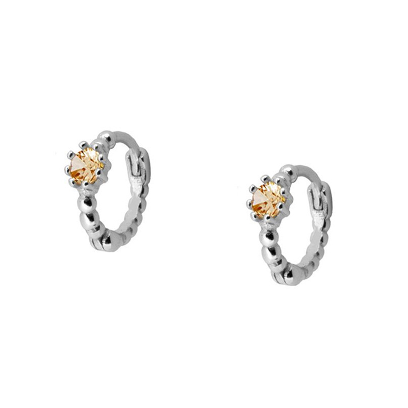 Elegant Silver Needle Round Earrings with Simple Rhinestone Accents - Image 5