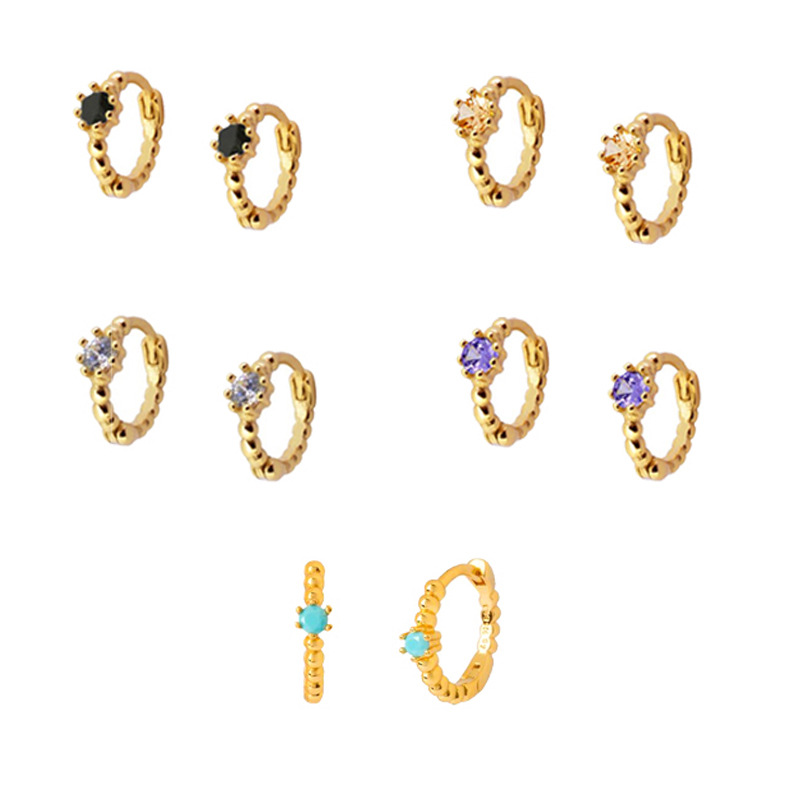 Elegant Silver Needle Round Earrings with Simple Rhinestone Accents - Image 10