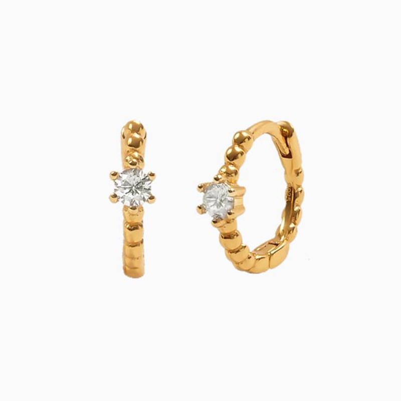 Elegant Silver Needle Round Earrings with Simple Rhinestone Accents - Image 13