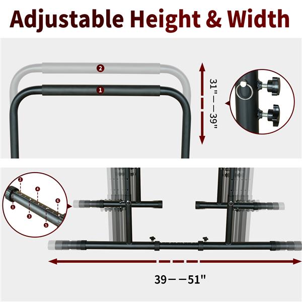 Heavy Duty Adjustable Power Tower Pull Up Rod Stand for Multi-Functional Fitness Training Equipment - Image 6