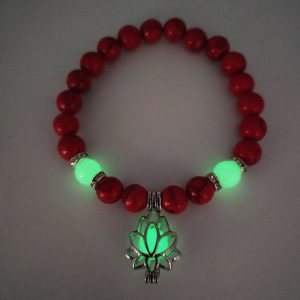 Energy Luminous Lotus Natural Stone Bracelet for Yoga & Healing - Glow in the Dark Charm Beads for Men & Women, Perfect for Prayer & Buddhism