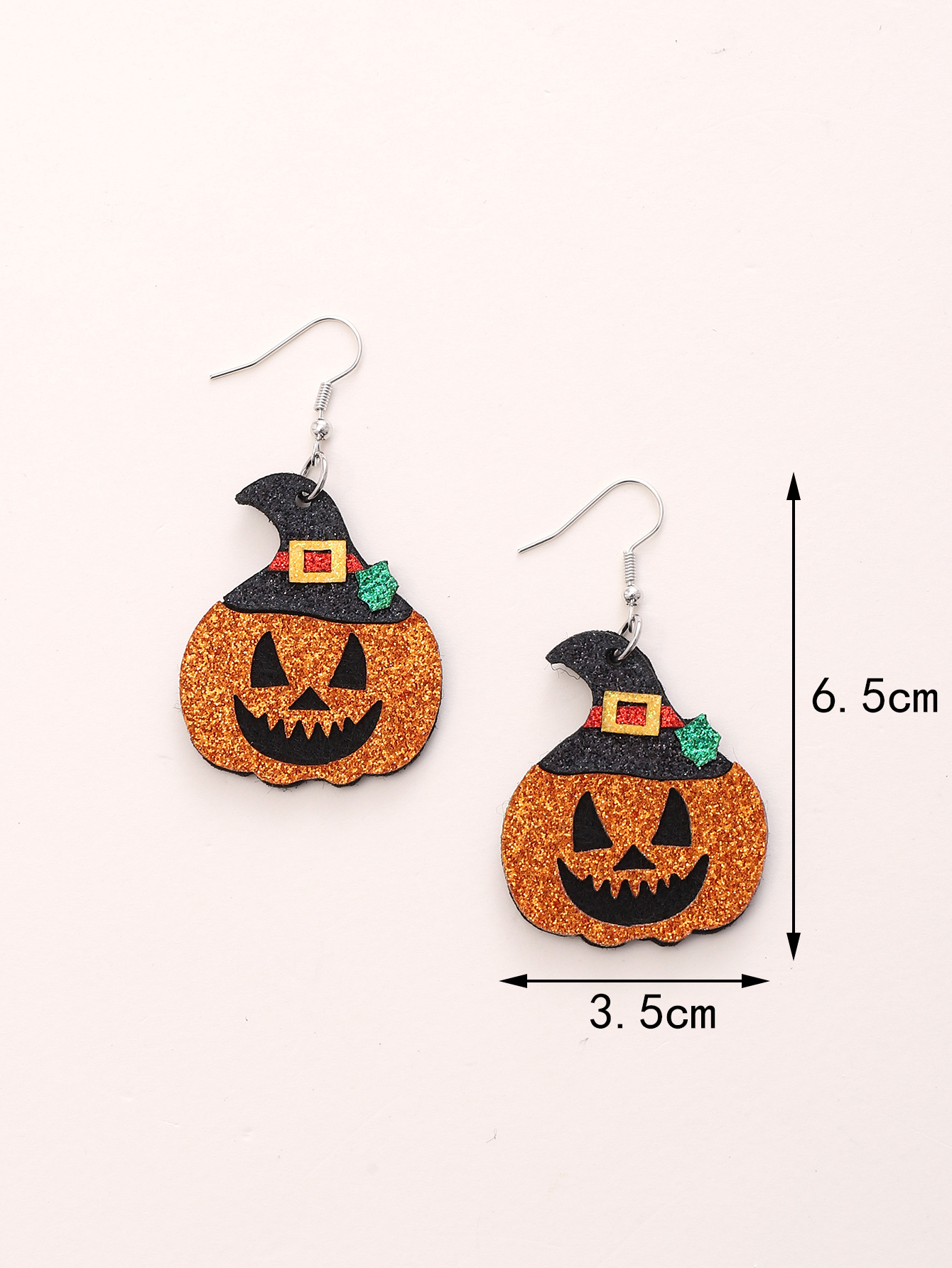Women's Halloween Pumpkin Hat and Multi-Layer Handmade Frosted Earrings - Image 2