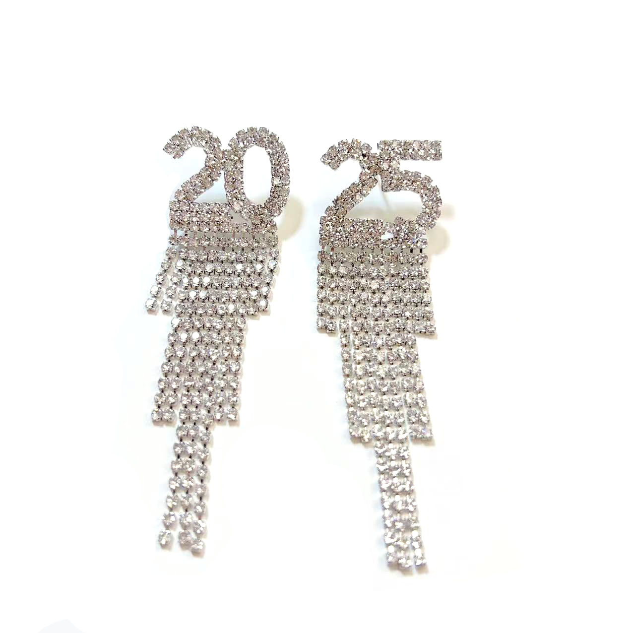 2025 Fashionable Digital Rhinestone Letter Earrings for Women - Ideal New Year Pendant Gift, Copper Inlaid for Festivals and Parties - Image 5