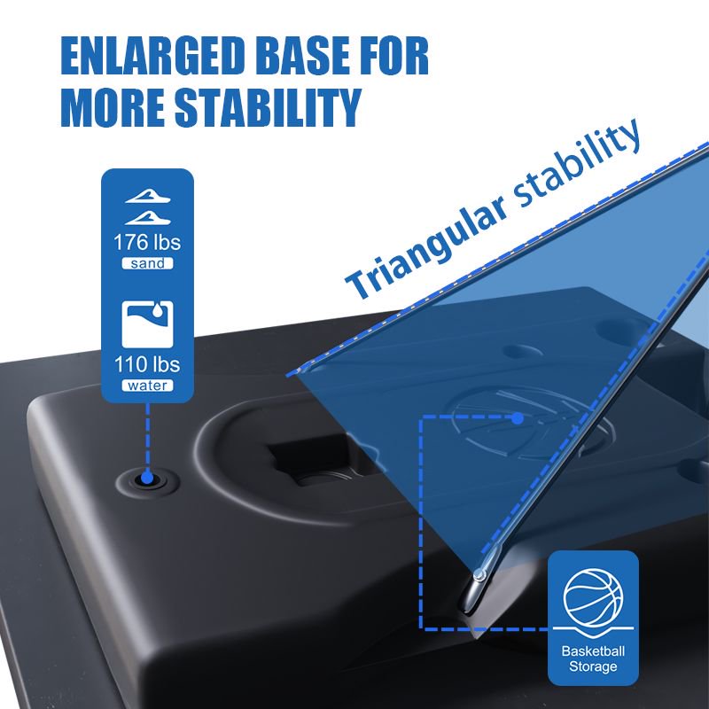 TotheCORE Adjustable Portable Basketball Hoop 7.55-10.00 Ft with PC Backplate, Large Base & Wheels - Perfect for Any Game! - Image 5