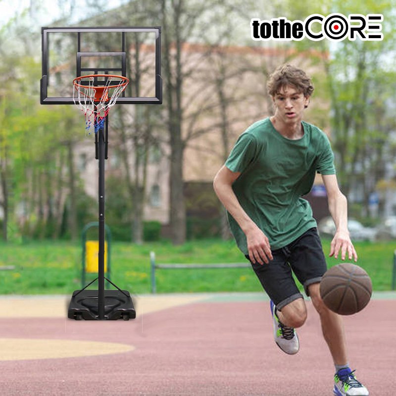 TotheCORE Adjustable Portable Basketball Hoop 7.55-10.00 Ft with PC Backplate, Large Base & Wheels - Perfect for Any Game! - Image 7