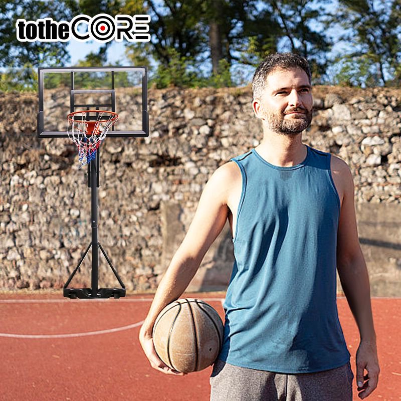 TotheCORE Adjustable Portable Basketball Hoop 7.55-10.00 Ft with PC Backplate, Large Base & Wheels - Perfect for Any Game! - Image 9