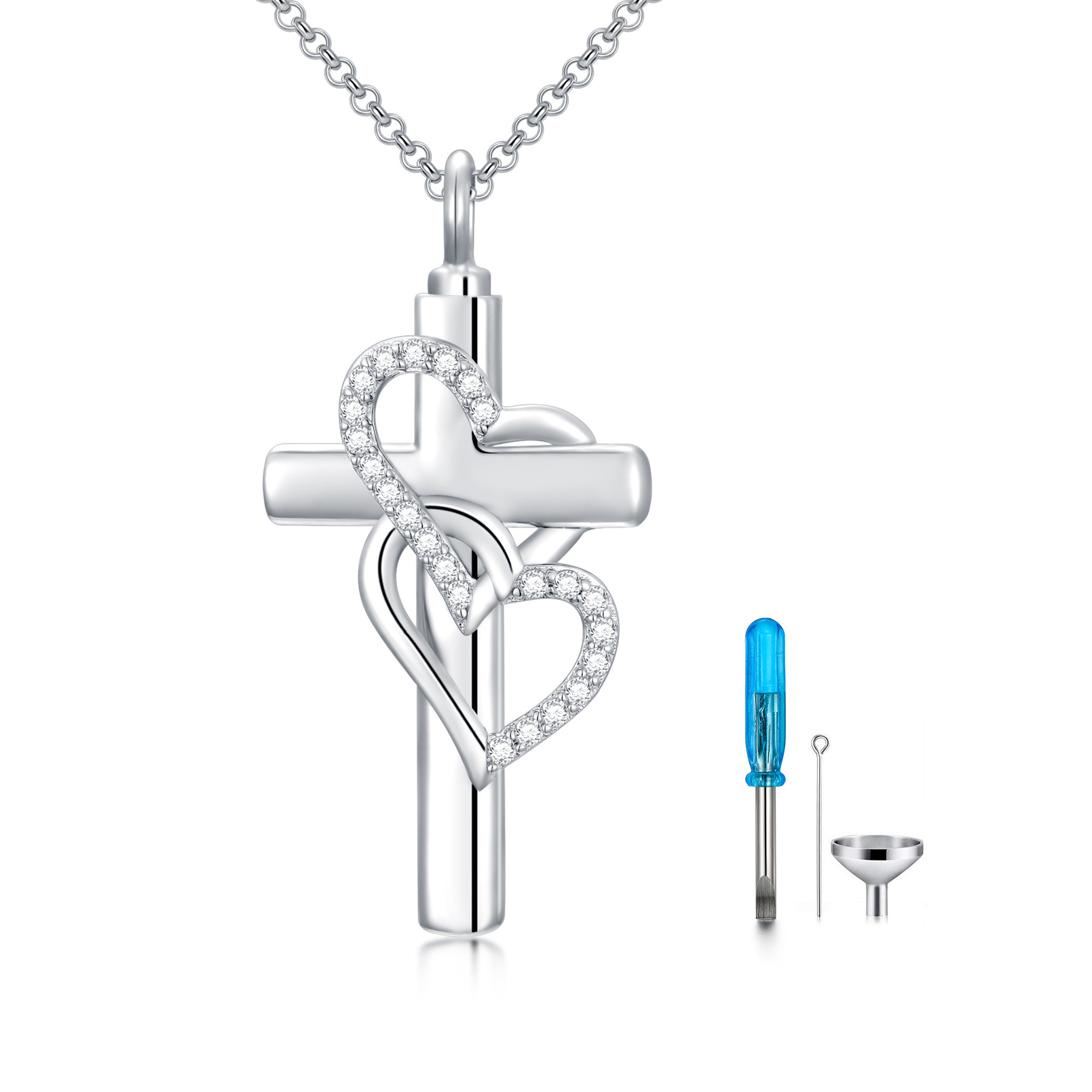 Sterling Silver Heart Pendant Necklace for Ashes - Cremation Keepsake Jewelry - Image 8