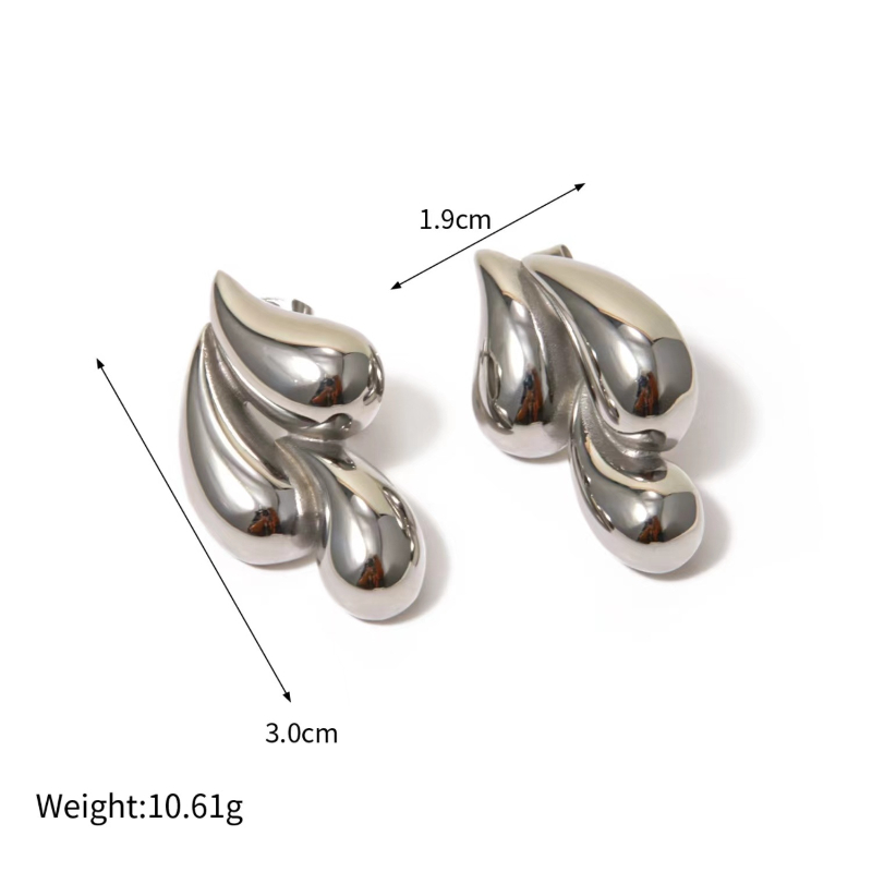 Stylish Vintage Gold Glossy Metal Double Water Drop Earrings for Women - Minimalist Fashion Jewelry Gifts - Image 3