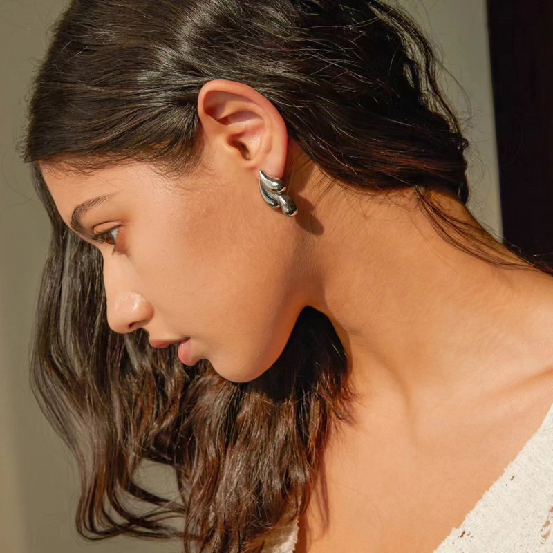 Stylish Vintage Gold Glossy Metal Double Water Drop Earrings for Women - Minimalist Fashion Jewelry Gifts - Image 8