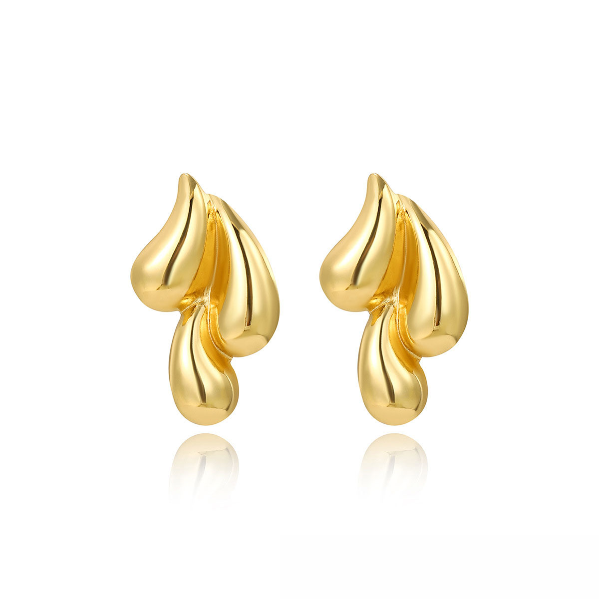 Stylish Vintage Gold Glossy Metal Double Water Drop Earrings for Women - Minimalist Fashion Jewelry Gifts - Image 11