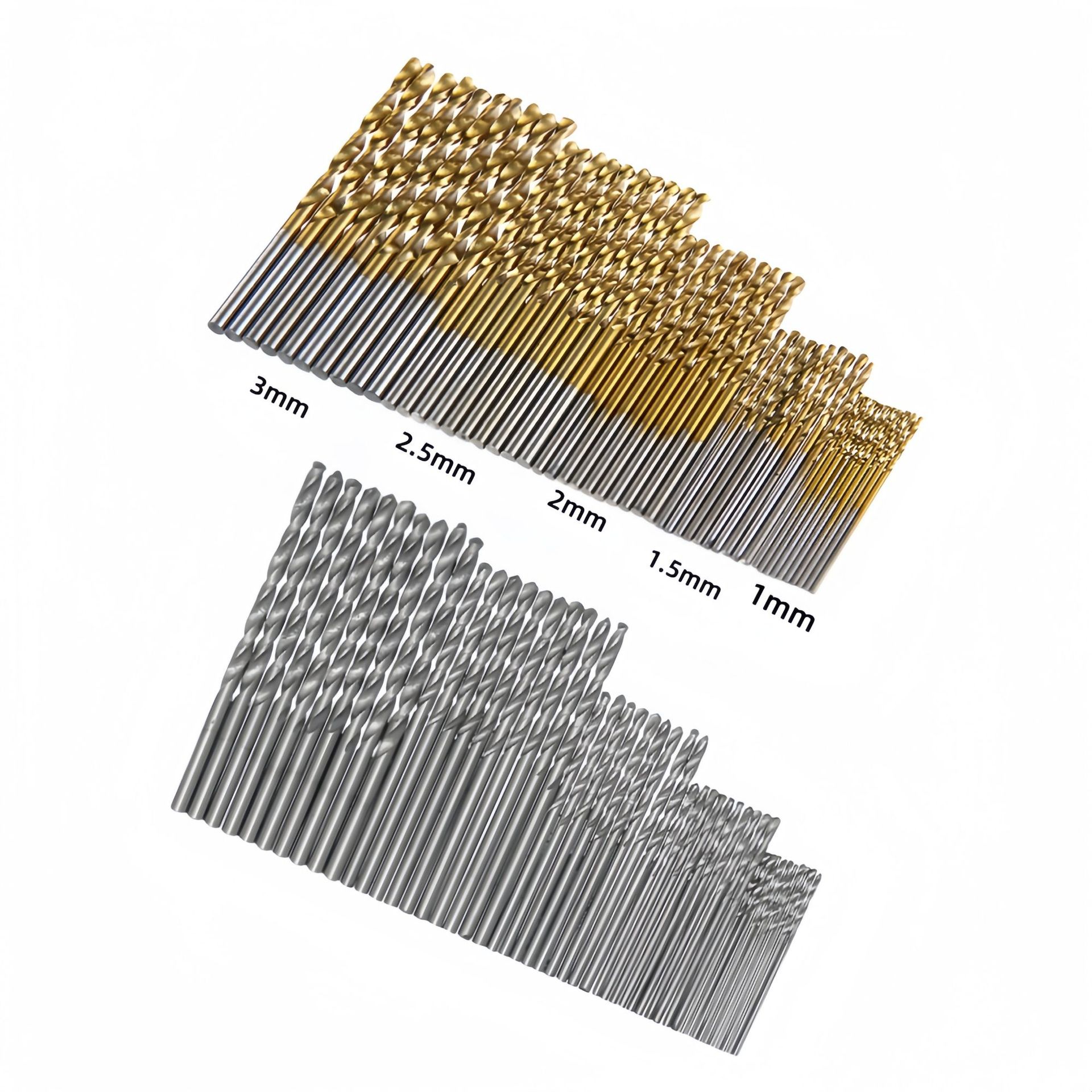 50PC Twist Drill Bit Sets 1-3mm H2 High Speed Steel with Titanium Coating - Ideal Woodworking Opening Tool Kit - Image 8
