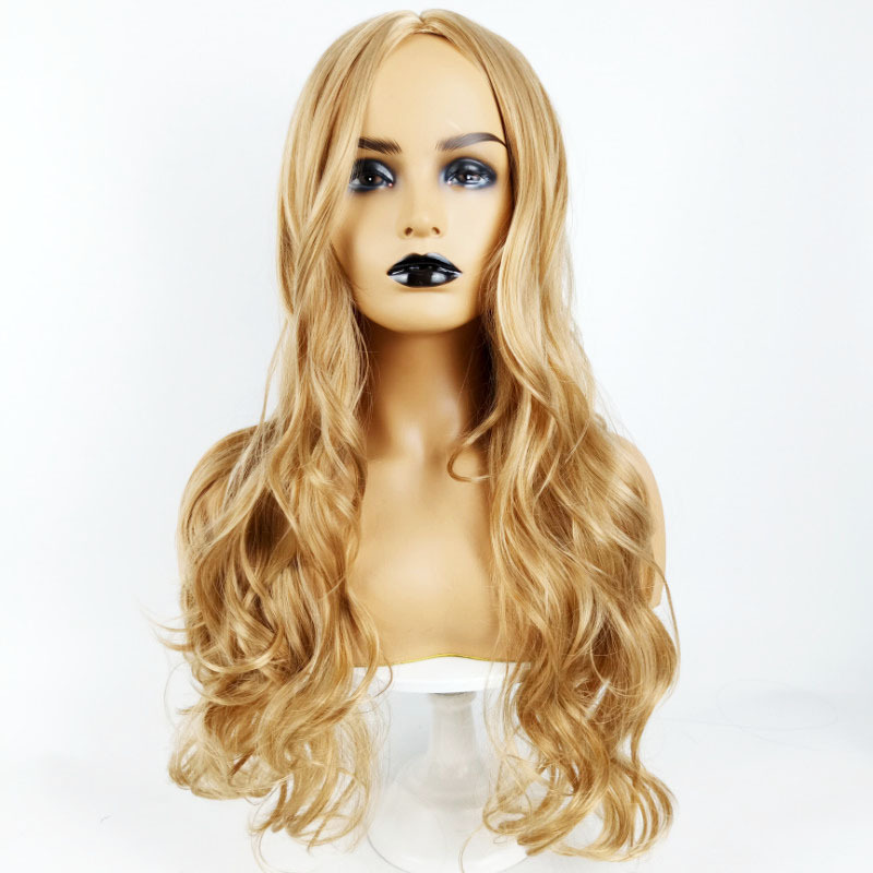 Center-Parted Bangs Long Curly Hair Full-Head Wig - Chemical Fiber Quality - Image 4
