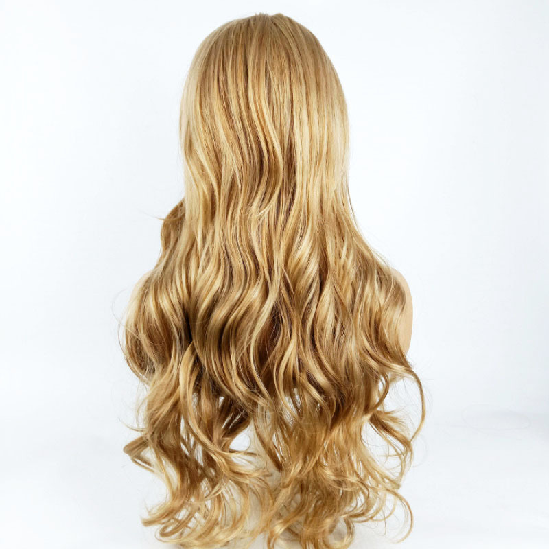 Center-Parted Bangs Long Curly Hair Full-Head Wig - Chemical Fiber Quality - Image 5