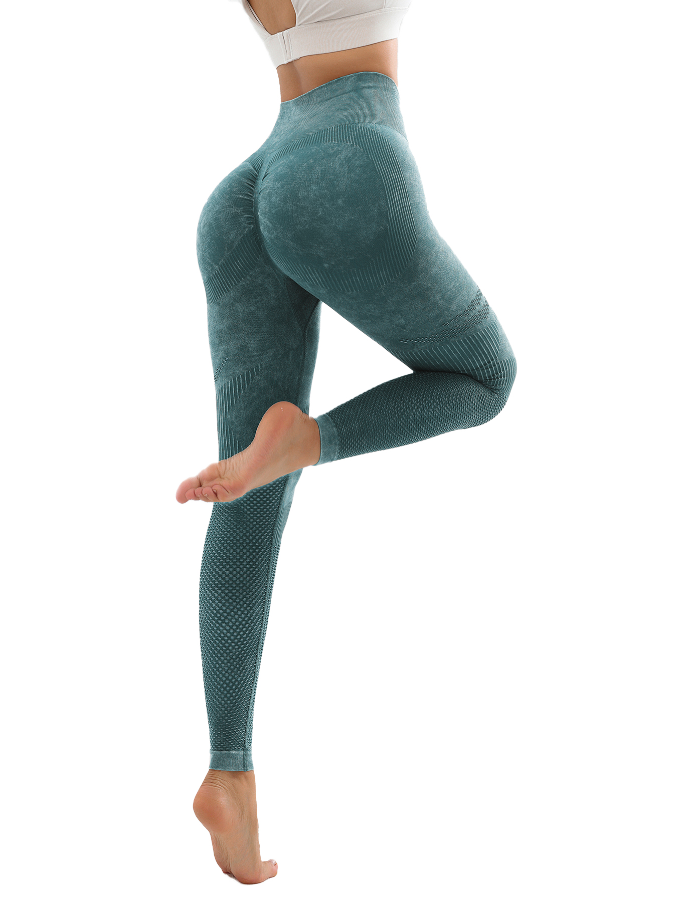 Women's Seamless Yoga Tummy Control Leggings with Butt Ruching - Hollow Wide Band Sports Tights for Lifting and Shaping - Image 13