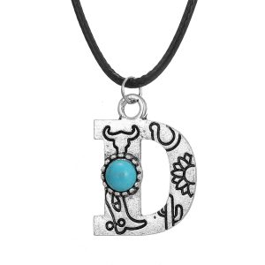 Vintage Turquoise Totem Letter Necklace - Unique & Stylish Accessory