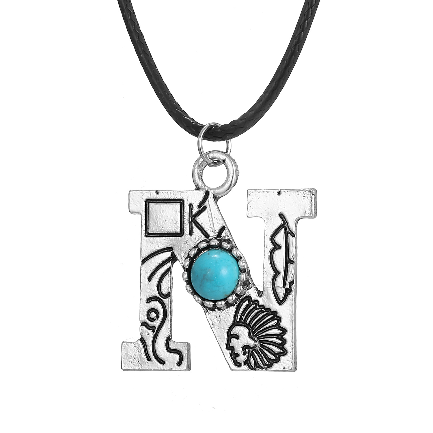 Vintage Turquoise Totem Letter Necklace - Unique & Stylish Accessory - Image 9