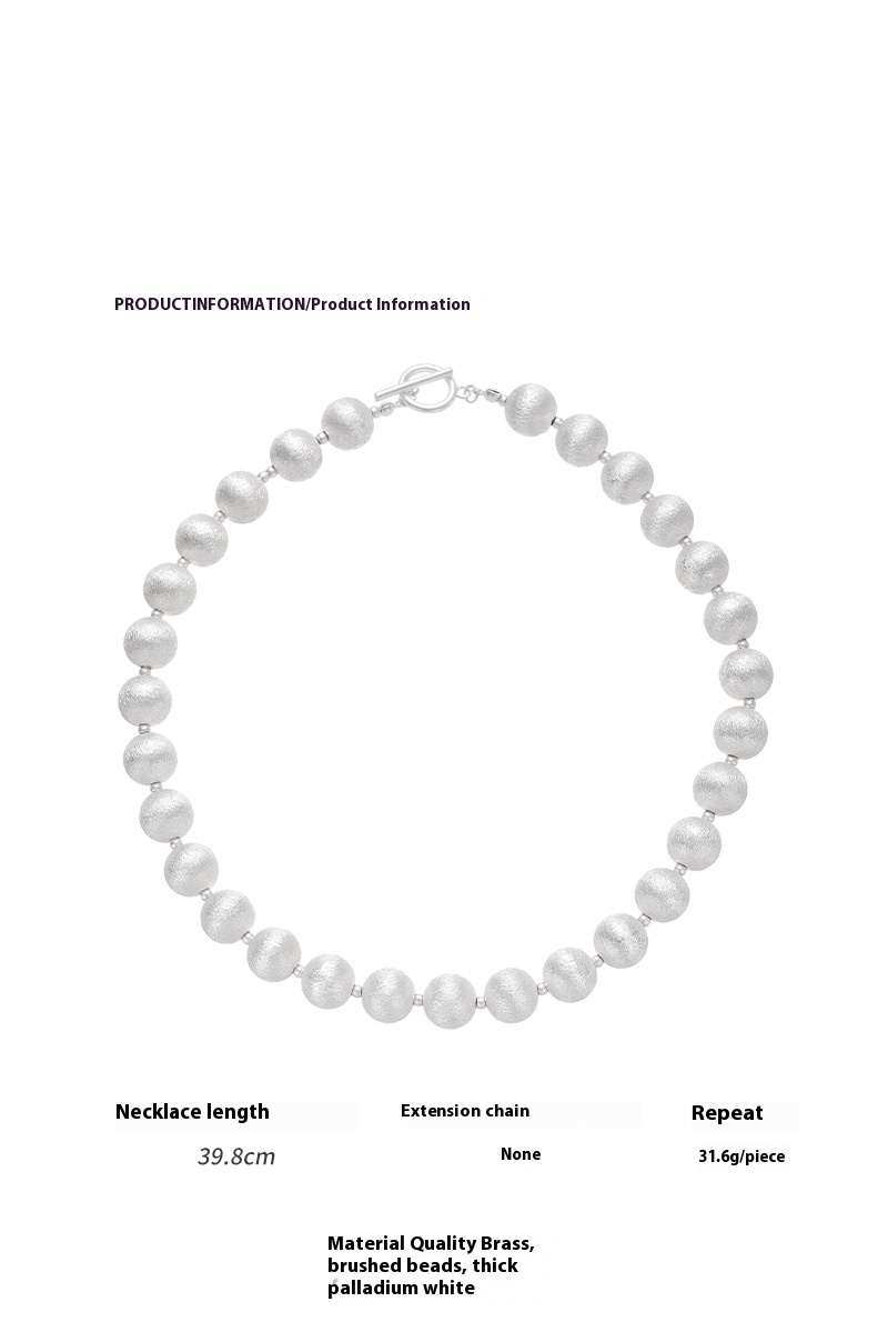 Unique Niche Drawing Beads Fried Street Round Beads Clavicle Bracelet & Necklace Set - Stylish Personality Jewelry - Image 13